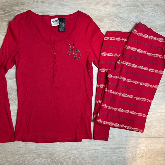 Harley-Davidson Red Pajamas Set Size Med - Picture 2 of 13